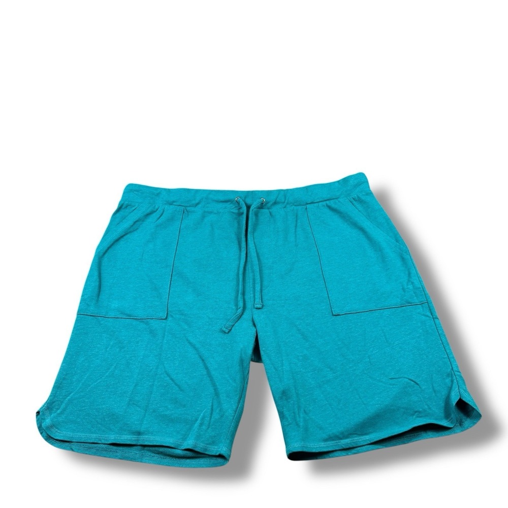 Good Life USA Clothing French Terry Cotton Teal Sweat Shorts 8.5" Mens 2XL EUC